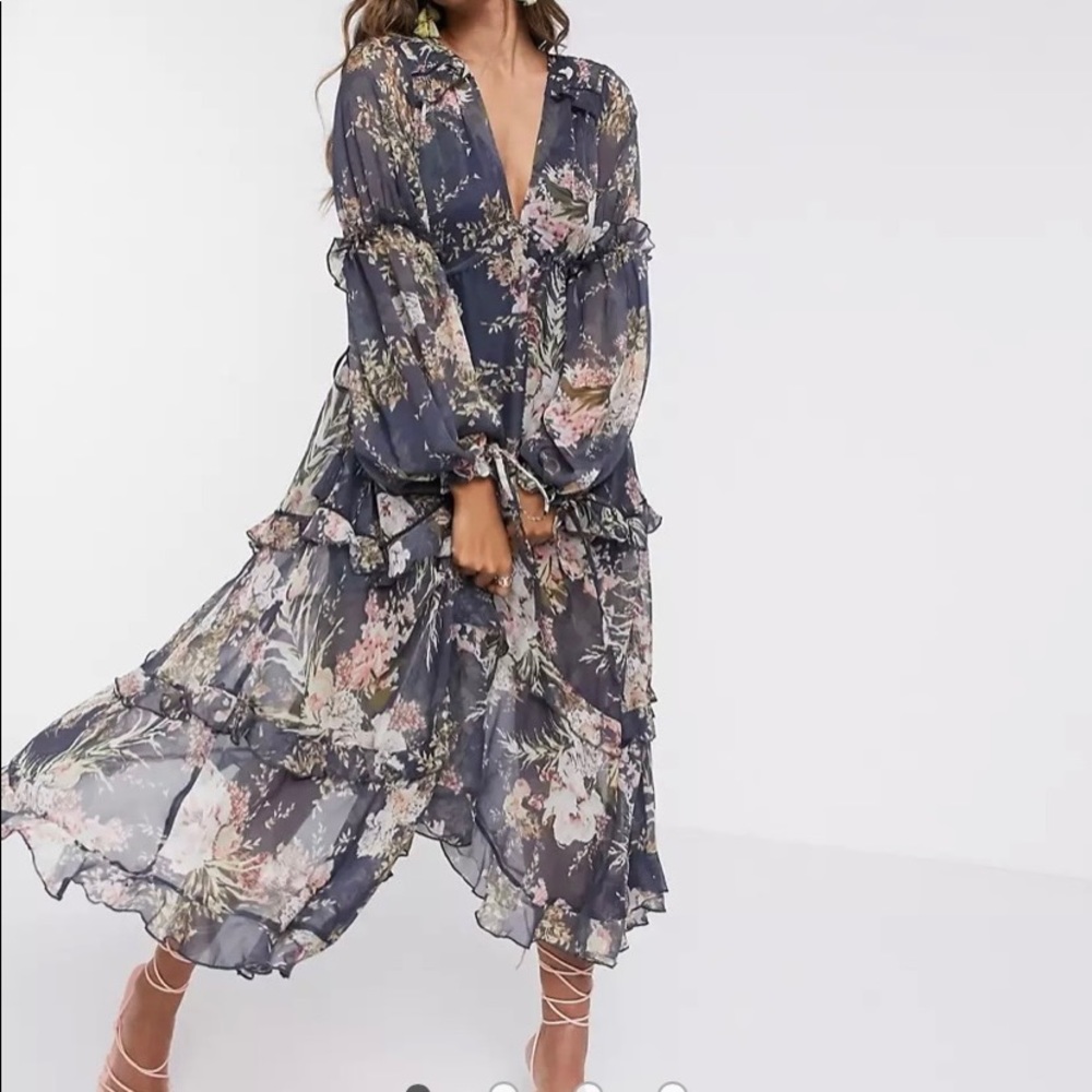 COPY - ASOS Pleated Layer Tiered Floral Dress